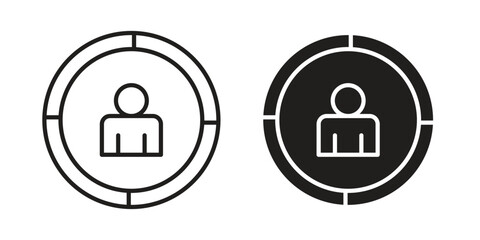 Demographics icon. Flat and stroke versions. Graphic elements.