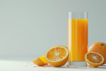 High Detail Picture of Fresh Orange Fruit Juice Isolated on White Background