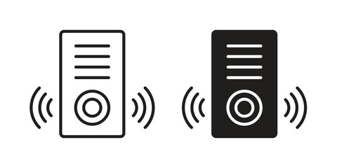 Doorbell icon. Flat and stroke versions. Graphic elements.