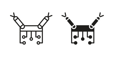 DOS icon. Flat and stroke versions. Graphic elements.