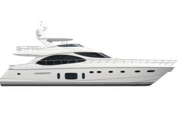 Sleek white yacht floating against transparent backdrop, highlighting nautical elegance and premium marine lifestyle design potential