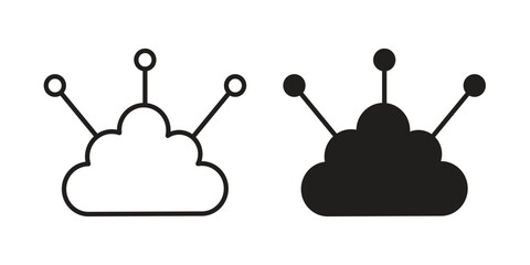 edge computing icon. Flat and stroke versions. Graphic elements.