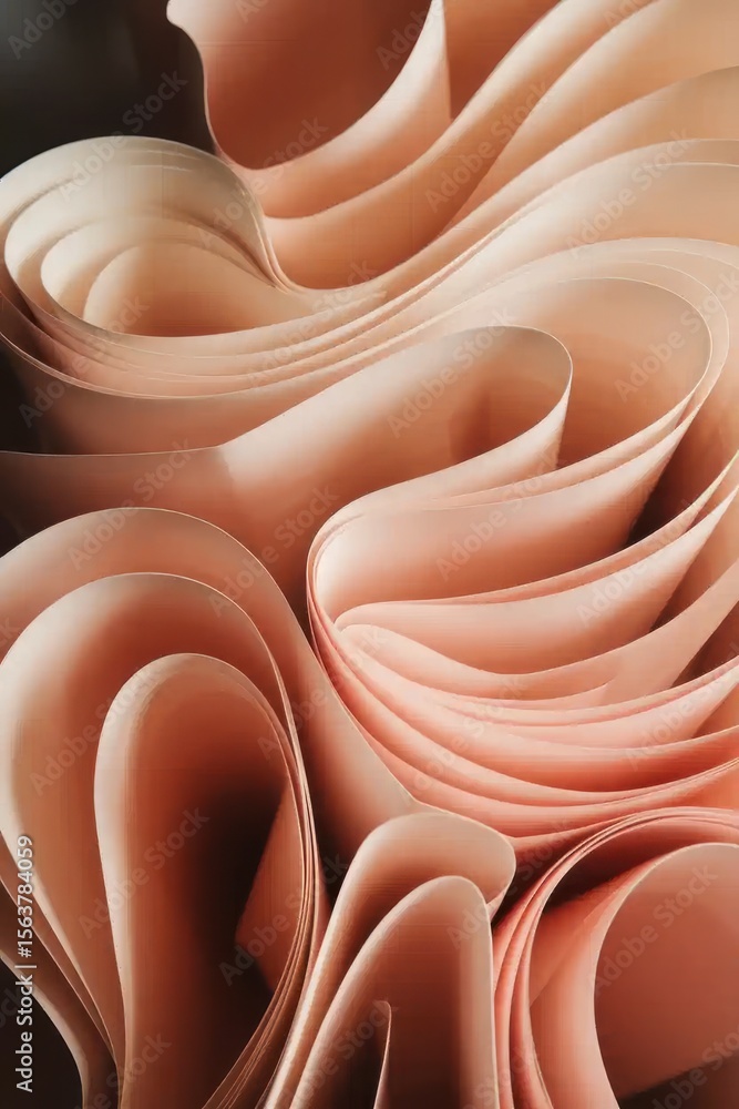 Poster complex interplay of soft peach tones forming abstract swirls and curves