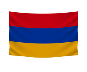 Realistic hanging flag of Armenia. Empty  fabric banner illustration design.