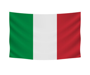 Realistic hanging flag of Italy. Empty  fabric banner illustration design.