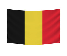 Obraz premium Realistic hanging flag of Belgium. Empty fabric banner illustration design.