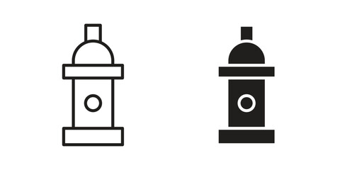Fire hydrant icon. Flat and stroke versions. Graphic elements.