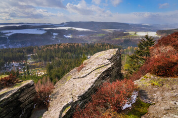 Stunning panoramic view of rocky landscape and forest