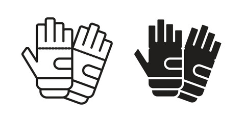 Fitness Gloves icon. Flat and stroke versions. Graphic elements.