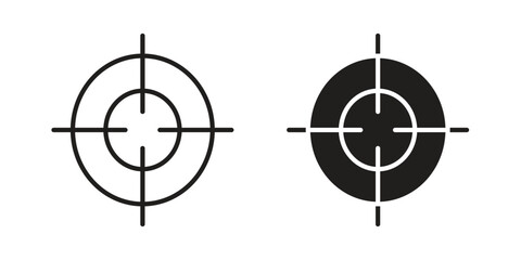 Focus icon. Flat and stroke versions. Graphic elements.