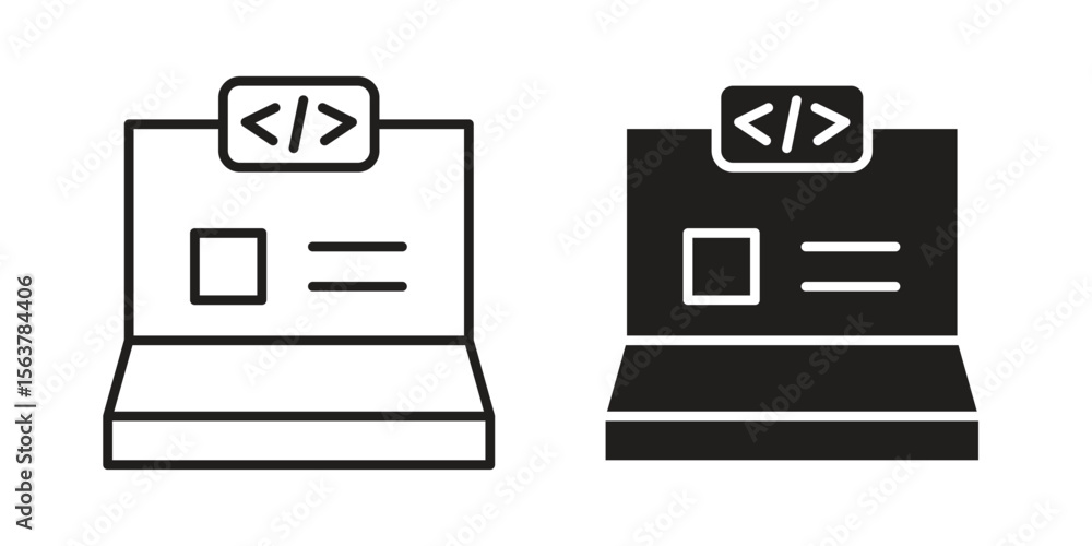 Poster front end icon. flat and stroke versions. graphic elements.