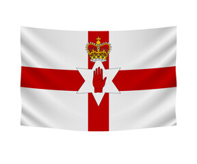 Realistic hanging flag of Northern Ireland. Empty  fabric banner illustration design.