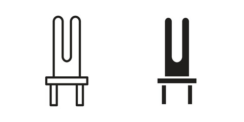 Heating element icon. Flat and stroke versions. Graphic elements.