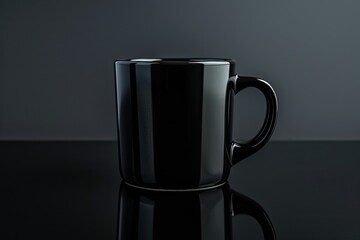 High Definition Visual of Ceramic Cup on Reflective Black Background