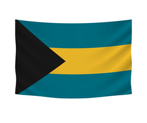 Realistic hanging flag of Bahamas. Empty  fabric banner illustration design.