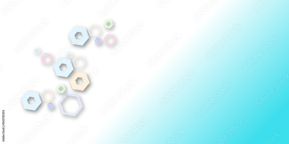 Poster abstract pastel hexagon pattern on white background with soft blue gradient. modern geometric design