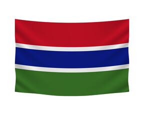 Realistic hanging flag of Gambia. Empty  fabric banner illustration design.