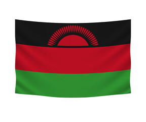 Realistic hanging flag of Malawi. Empty  fabric banner illustration design.