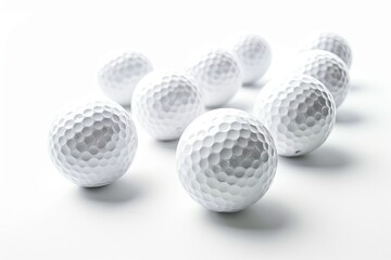 Vibrant Picture of Golf Balls Isolated on White Background