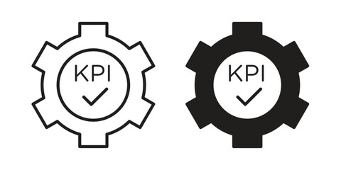 KPI icon. Flat and stroke versions. Graphic elements.