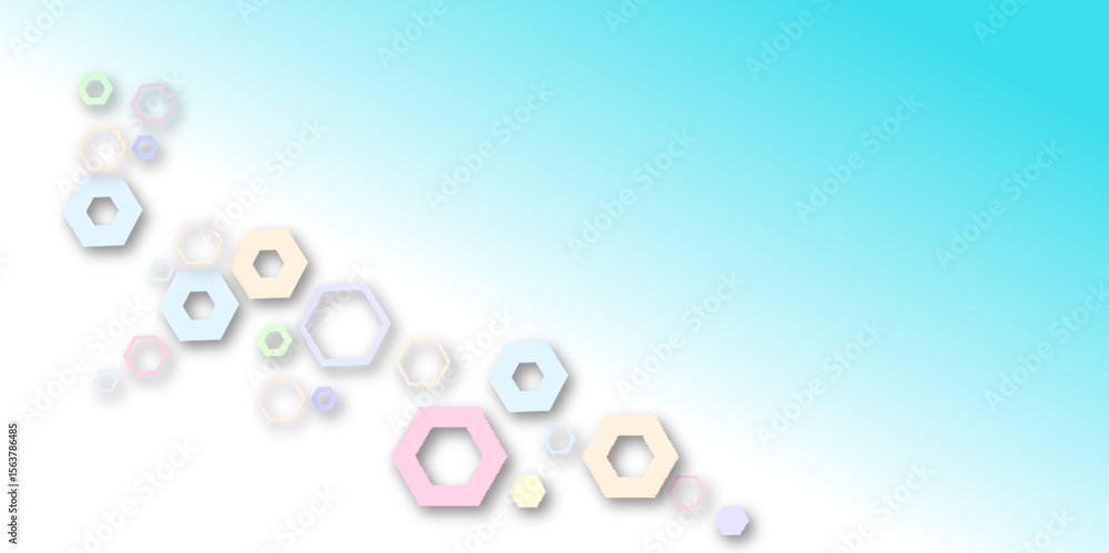 Poster abstract pastel hexagon pattern on white background with soft blue gradient. modern geometric design