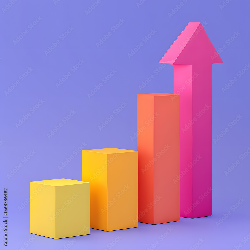 Poster vibrant growth chart with ascending bars a dynamic visual representation of progress and success aga