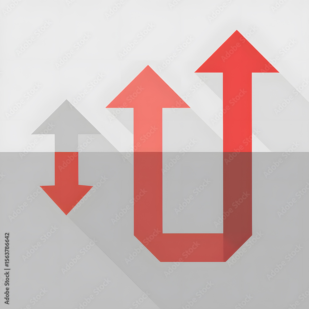 Poster abstract upward trend arrow graphic on gradient background symbolizing growth and progress in busine