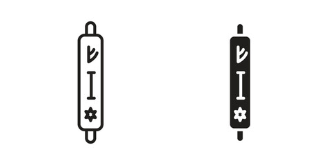 Mezuzah icon. Flat and stroke versions. Graphic elements.