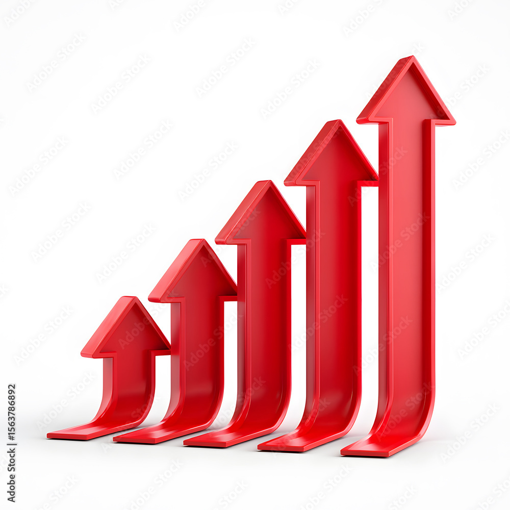 Poster ascending red arrows a visual representation of growth progress and upward trajectory a symbol of su