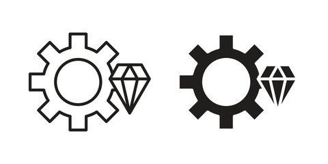 Operational excellence icon. Flat and stroke versions. Graphic elements.