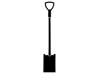 vector silhouette of black shovel for digging isolated on white background