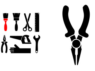 Handyman tools silhouette vector set repair construction equipment and tool collection