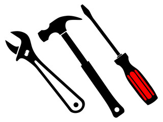 vector of handyman tools with wrench and screwdriver icon set