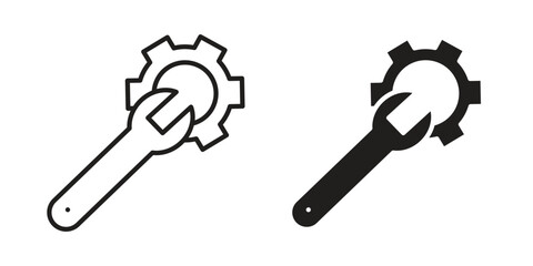 Productivity tools icon. Flat and stroke versions. Graphic elements.