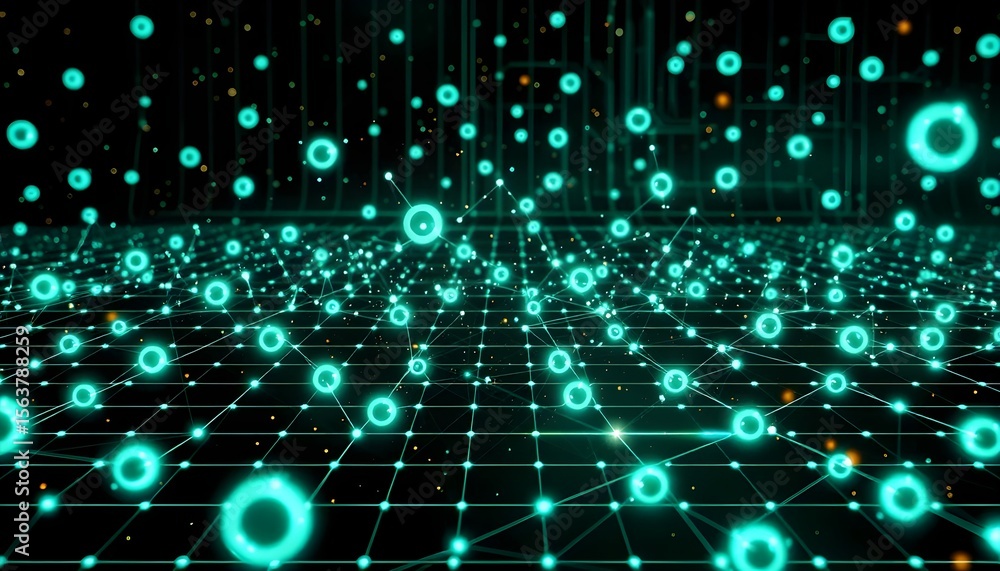 Poster data visualization event interactive digital network virtual space 3d perspective future concept