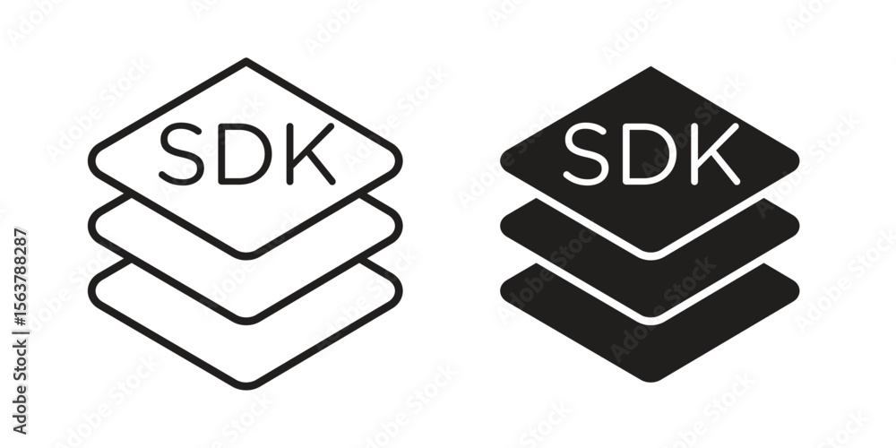 Aufkleber sdk icon. flat and stroke versions. graphic elements.