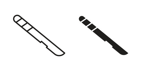 Scalpel icon. Flat and stroke versions. Graphic elements.
