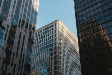 Closeup modern office buildings in the city