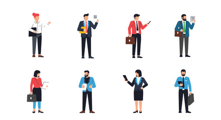 Collection of Diverse Professionals Engaged in Business Activities and Communication Demonstrating Teamwork and Collaboration in the Workplace