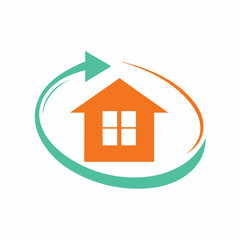 Real Estate House Arrow Vector Icon.