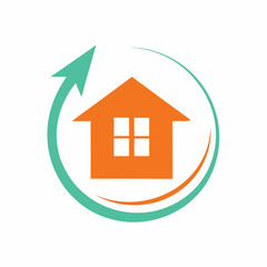 Real Estate House Arrow Vector Icon.