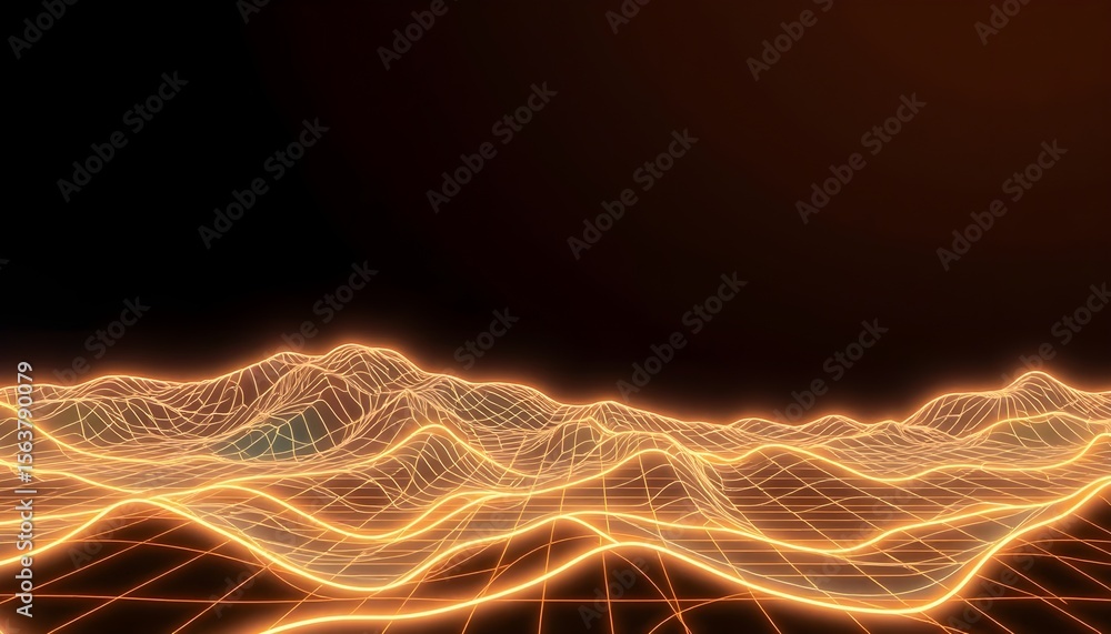 Poster dynamic digital waves animation abstract environment 3d visualization technology concept