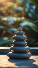 Obraz premium stacked zen stone spa light