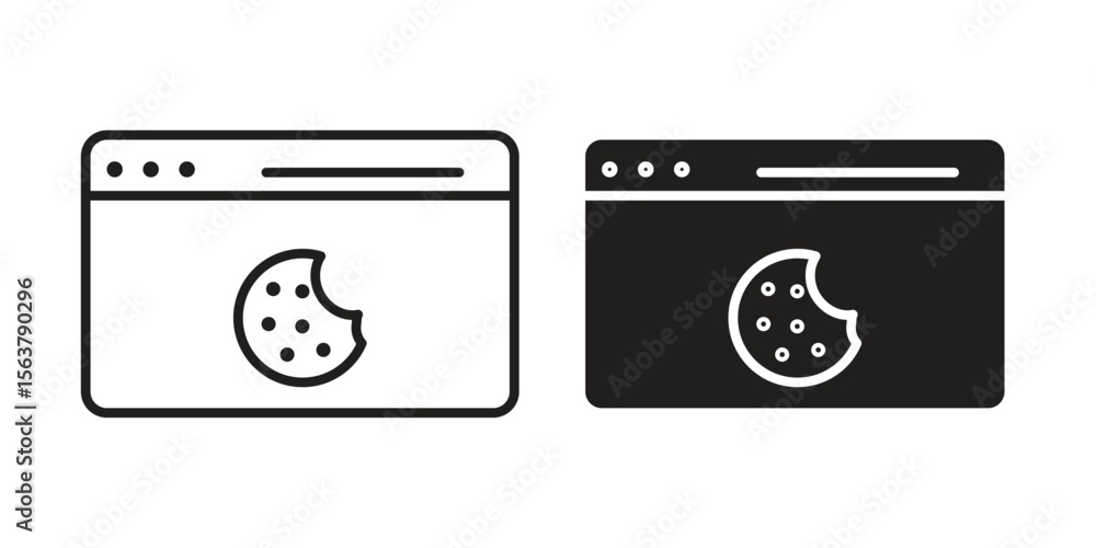 Poster web cookies icon. flat and stroke versions. graphic elements.