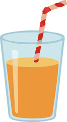 Cold beverage assortment: isolated glasses of juice, milk, and soda with straws