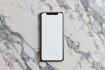 Premium Quality Picture of Mobile Phone Screen Mockup Design on Marble Texture