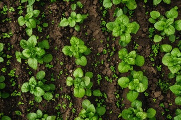 High Quality Image of High Angle View of Plants Growing in Farm
