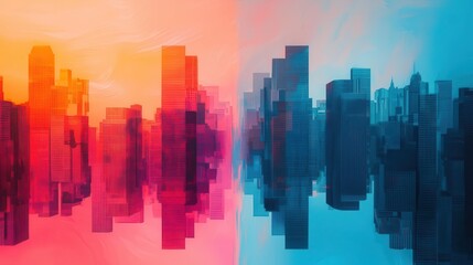 Obraz premium A surreal city where the streets shift and change, mirroring the wanderings of the subconscious