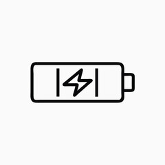 Battery icon with lightning bolt sign. Battery charging icon with lightning bolt symbol vector template