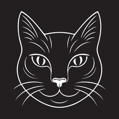 Minimalist Cat Face Line Art Illustration